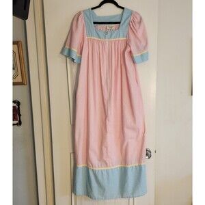 Vintage Amanda Stewart Long Robe Housedress 1/2 Zip Sz S Seersucker Multicolor